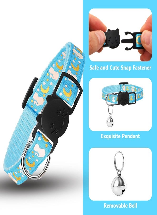 LUSTRIB 10PCS Breakaway Cat Collars with Bell, Glow in The Dark Adjustable Kitten Collars with Star Moon Pendant, 10 Color Cute Kitty Collars for Girl Boy Cats Pet Accessories - Image 4